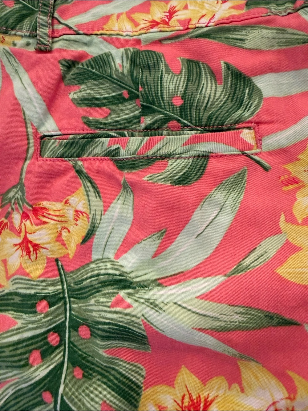 Caribbean Pink and Green Tropical Print Shorts size 14 preppy, coastal. Resort - Picture 5 of 8